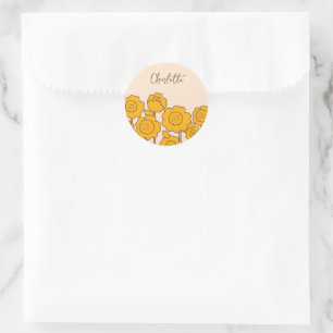 Gele Zonnebloemen naam Ronde Sticker