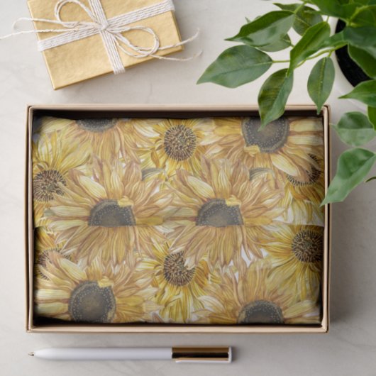 Gele Zonnebloemen Ontschrooiing Tissuepapier (Geschenk)