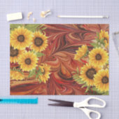 Gele zonnebloemen op de rode marmer-ontkoppeling tissuepapier (Craft)