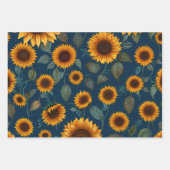 Gele zonnebloemen op een blauwe achtergrond inpakpapier vel (Voorkant)