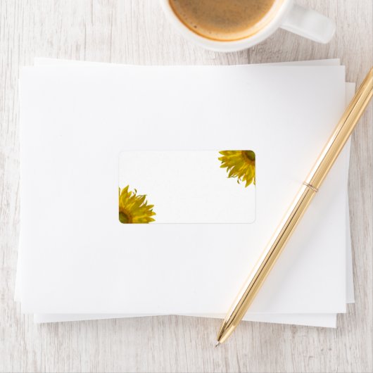 Gele zonnebloemen op wit etiket (Insitu)