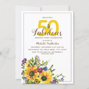 Gele Zonnebloemen Paarse Bloemen 50 Fabulous Kaart