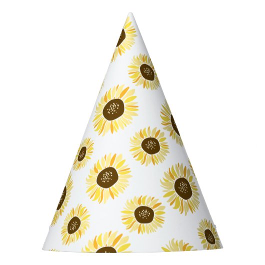 Gele zonnebloemen Pattern Floral Feesthoedjes (Voorkant)
