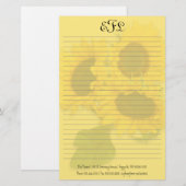 Gele Zonnebloemen Persoonlijk Monogram Schrijfpapi Briefpapier (Voorkant / Achterkant)