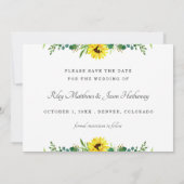 Gele zonnebloemen Rustic Wedding Save the Date (Achterkant)