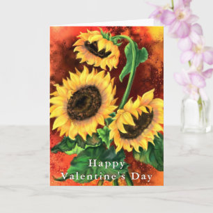 Gele Zonnebloemen Valentijnsdag Kaart