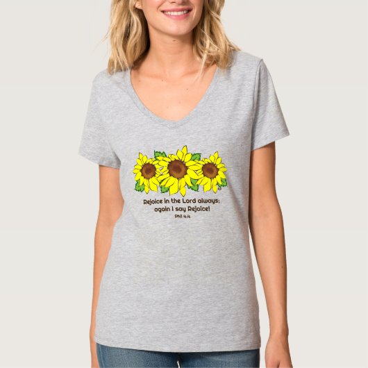 Gele zonnebloemen Vreugde in Lord Altijd Scripting T-shirt (Voorkant)