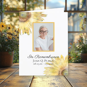 Gele Zonnebloemen Waterverf Begrafenissympathie Bedankkaart