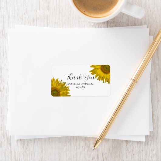 Gele zonnebloemen Weddenschap Hartelijk dank Etiket (Insitu)