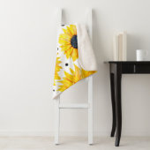 Gele Zonnebloemen Witte Achtergrond Patroon Sherpa Deken (In situ)