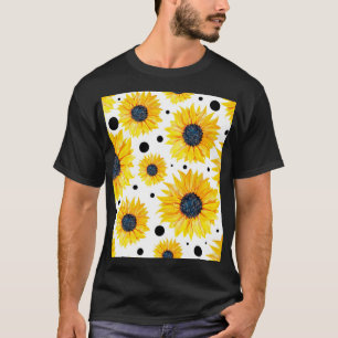 Gele Zonnebloemen Witte Achtergrond Patroon T-shirt
