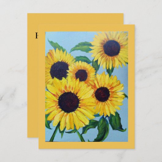 Gele zonnebloempjes Wenskaart (Voorkant / Achterkant)