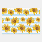 Gele zonnebloemvlekken en strepen patroon inpakpapier vel (Voorkant)
