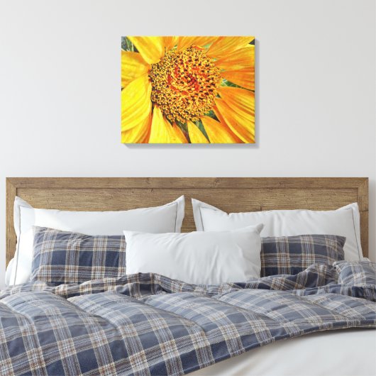 Gele zonnebloescanvas Art Print (Insitu (Slaapkamer))