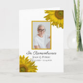 Gele Zonnebloesems Begrafenisdienst Gevouwen Programma (Voorkant)