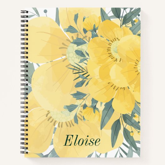 Gele zonnige bloesems notitieboek (Voorkant)
