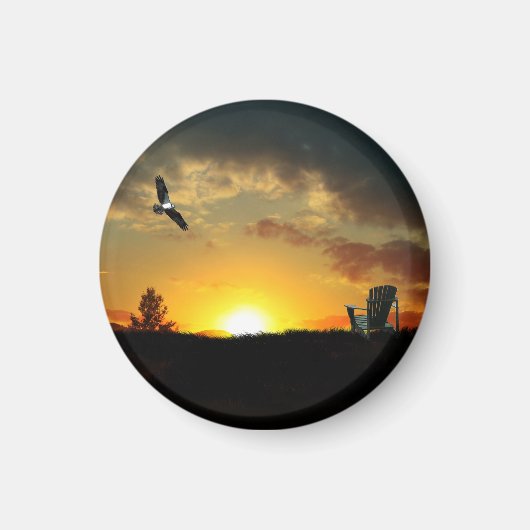 Gele zonsondergang Grassy Meadow Magnet Magneet (Voorkant)