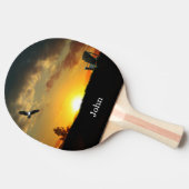 Gele zonsondergang Grassy Meadow Ping Pong Paddle Tafeltennisbatje (Zijkant)