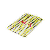 Gele zwarte checkboard: naam monogram naam laat badmat (Gekanteld)