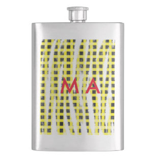 Gele zwarte checkboard: naam monogram naam laat flacon