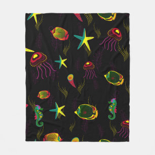 Gele, zwarte en bruine vis naadloos patroon. abs fleece deken