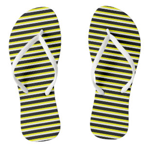 Gele, zwarte en witte strepen teenslippers