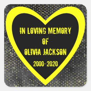 Gele zwarte grunge hartaanval Aangepaste sympathie Vierkante Sticker