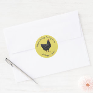 Gele zwarte kip Monogram boerderij Ronde Sticker