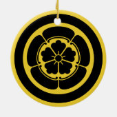  gele zwarte Oda Japan Mon Vector Art Keramisch Ornament (Achterkant)