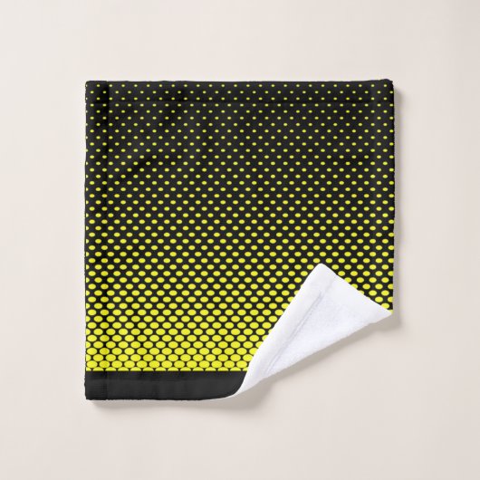 Gele zwarte polak Dot Halftone Achtergrond Bad Handdoek (Wasdoekje)