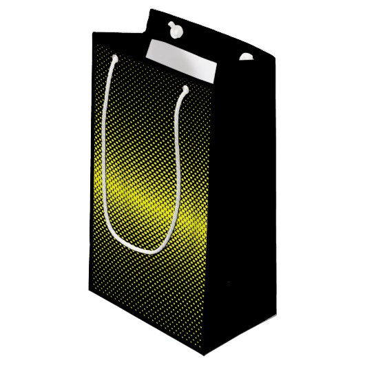 Gele zwarte polak Dot Halftone Achtergrond Klein Cadeauzakje (Voorkant Gekanteld)