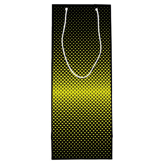 Gele zwarte polak Dot Halftone Achtergrond Wijn Cadeautas (Achterkant)