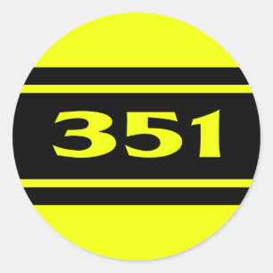 Gele zwarte Race Stripes 351 motorsticker Ronde Sticker
