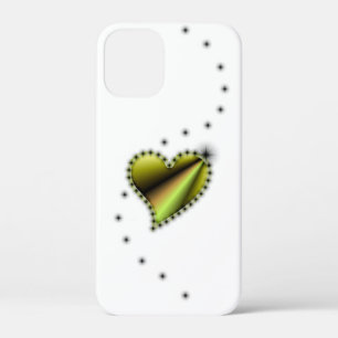 Gele zwarte Regenboog Hart met Sterren iPhone 12 Mini Hoesje