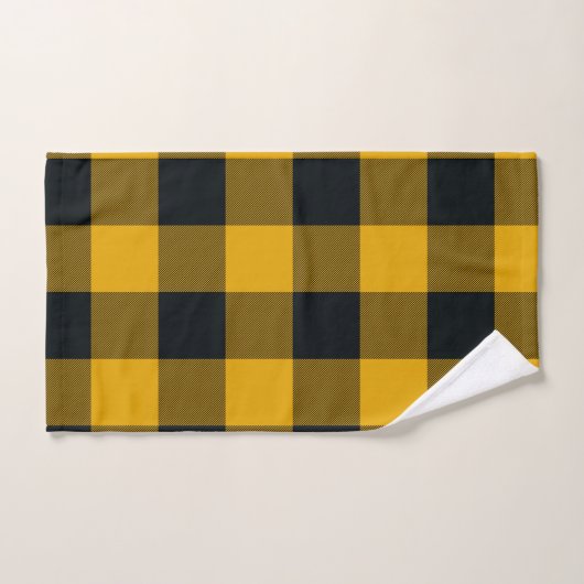 Gele zwarte rustieke buffel gespeelde geruite cheq bad handdoek (Handdoek)