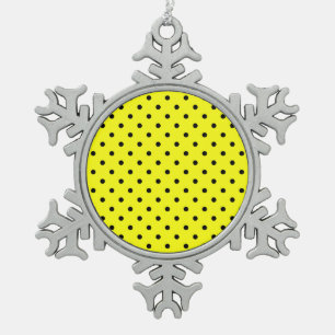 Gele zwarte stip tin sneeuwvlok ornament