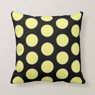 Gele zwarte Throw pillow polka dot Kussen