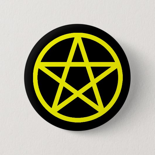Gele zwarte vaste Pentacle-Button Ronde Button 5,7 Cm (Voorkant)