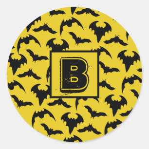 Gele & Zwarte Vleermuizen Halloween Ronde Sticker