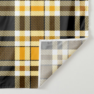 Gele Zwarte Witte Flanelen Tartan Patroon Ontwerp Wandkleed