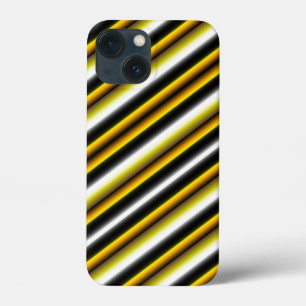 Gele zwarte witte regenboogstripes iPhone 13 mini hoesje