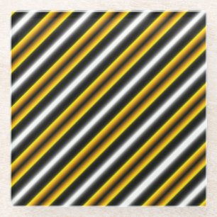 Gele zwarte witte regenboogstripes glazen onderzetter