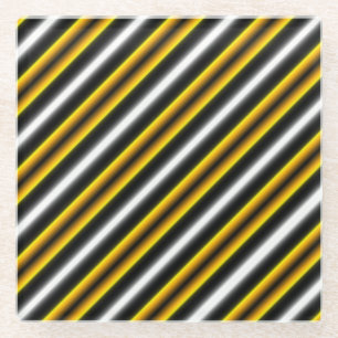 Gele zwarte witte regenboogstripes glazen onderzetter