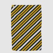 Gele zwarte witte regenboogstripes golfhanddoek (Voorkant)