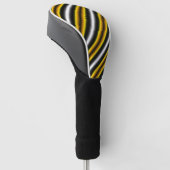 Gele zwarte witte regenboogstripes golfheadcover (Schuin)