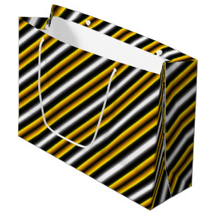 Gele zwarte witte regenboogstripes groot cadeauzakje