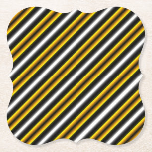 Gele zwarte witte regenboogstripes kartonnen onderzetters