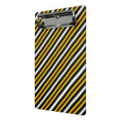 Gele zwarte witte regenboogstripes mini klembord (Angled2)
