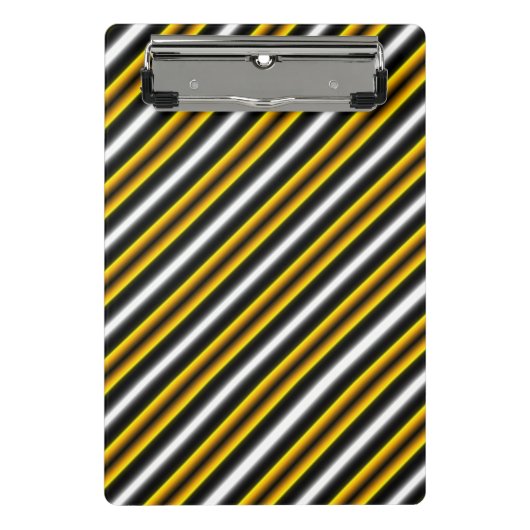 Gele zwarte witte regenboogstripes mini klembord (Voorkant)