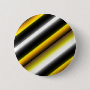 Gele zwarte witte regenboogstripes ronde button 5,7 cm